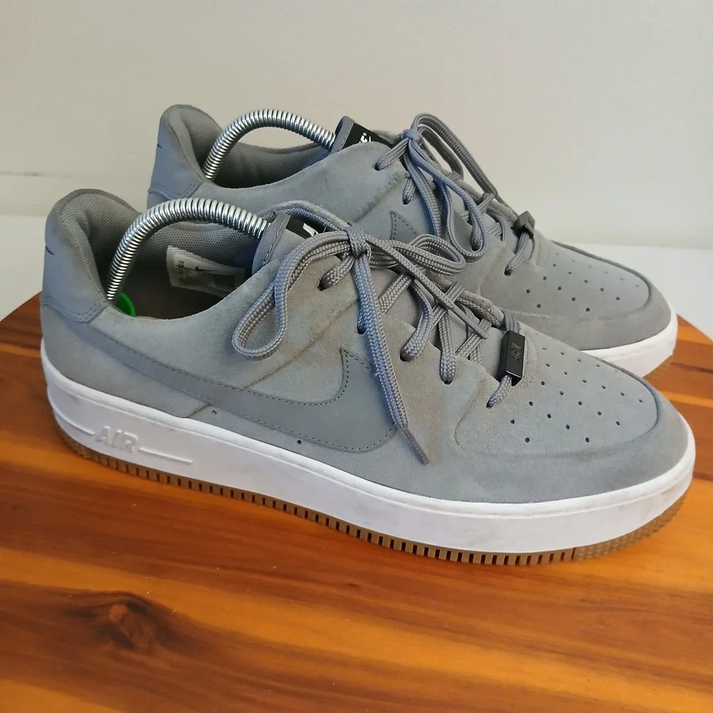 Nike Air Force 1 Sage Low Womens 12 Cool Grey Suede Shoes Sneakers AR5339-003